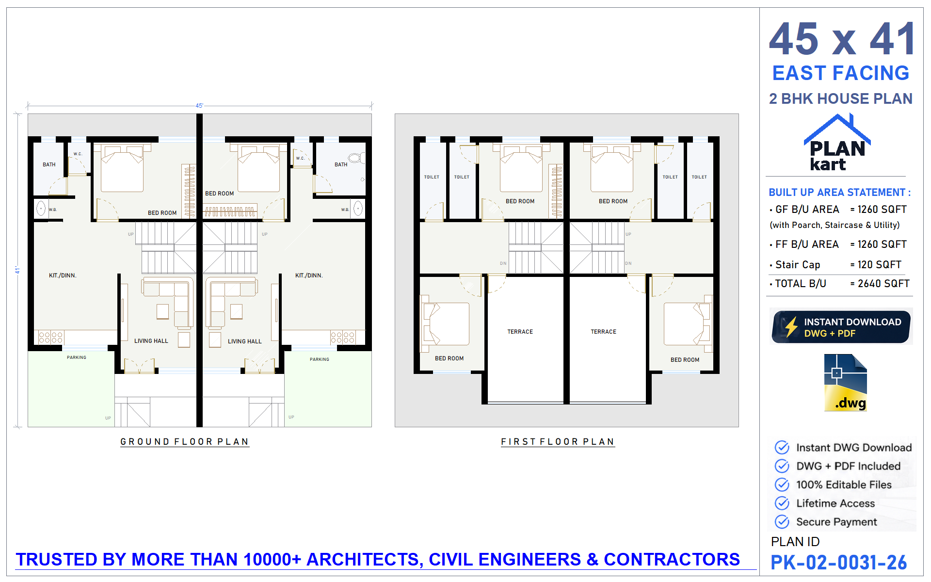 45x41 East Facing 2 BHK Twin Bungalow - view 1