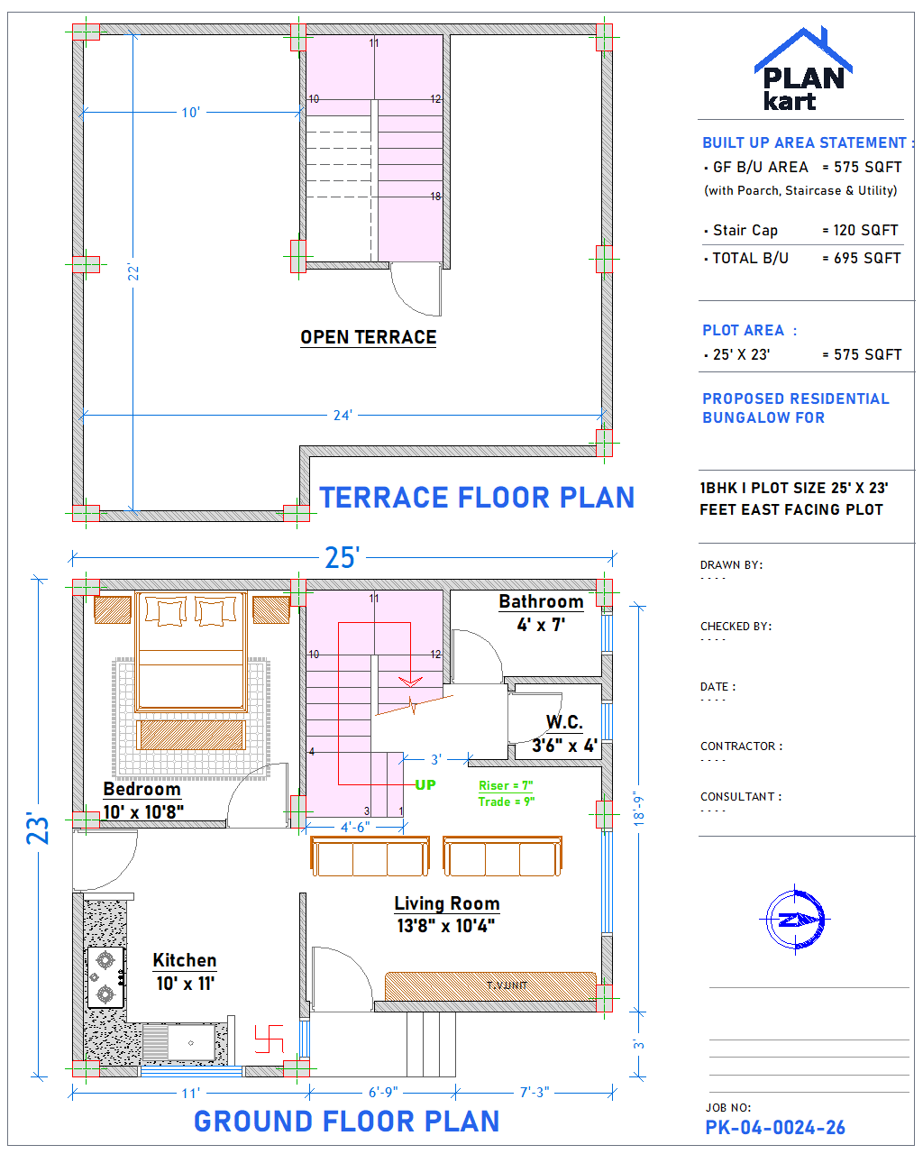 1 BHK I 25' x 23' ft East Facing (.dwg)