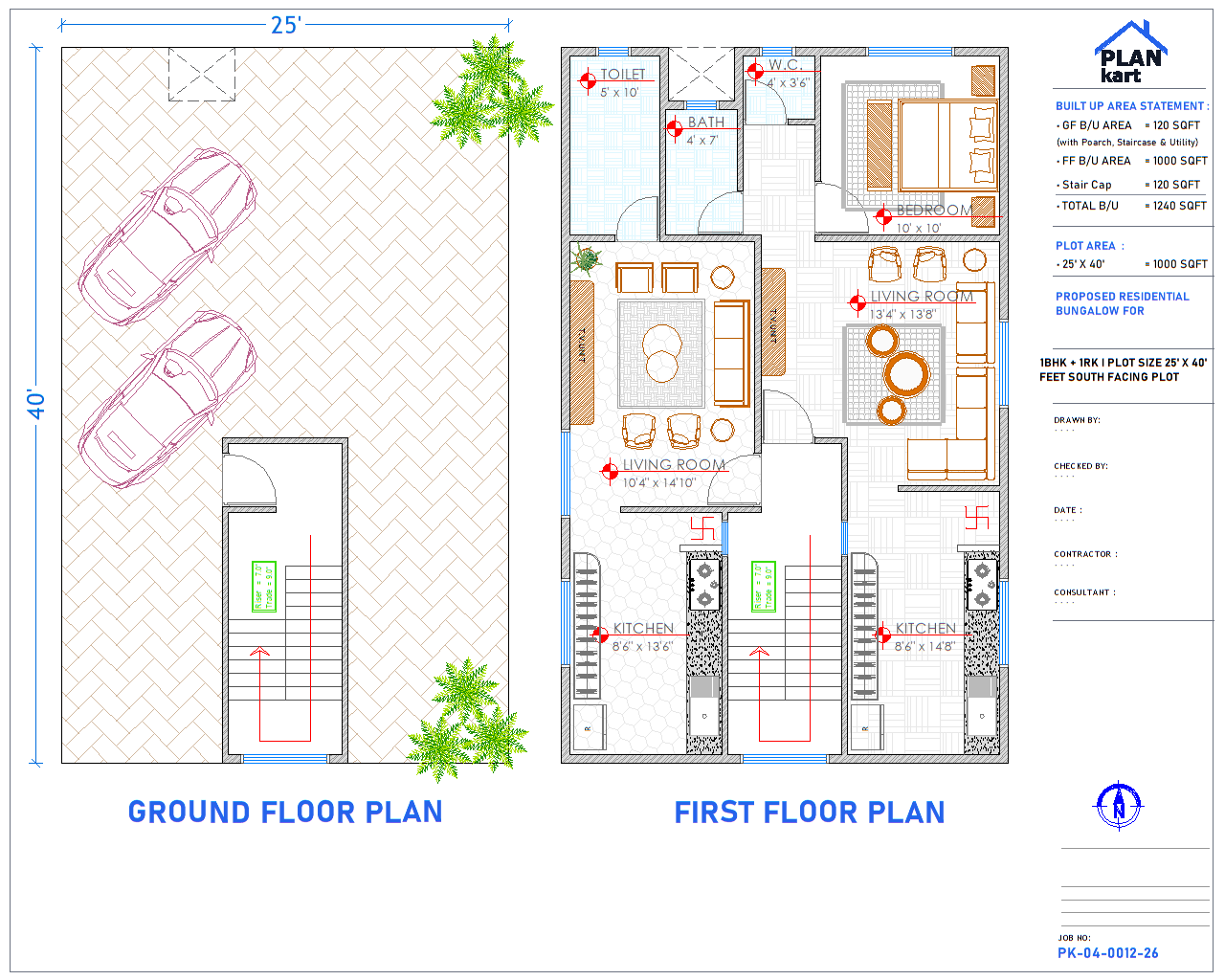 1 BHK+1 RK I 25' x 40' ft South Facing (.dwg)