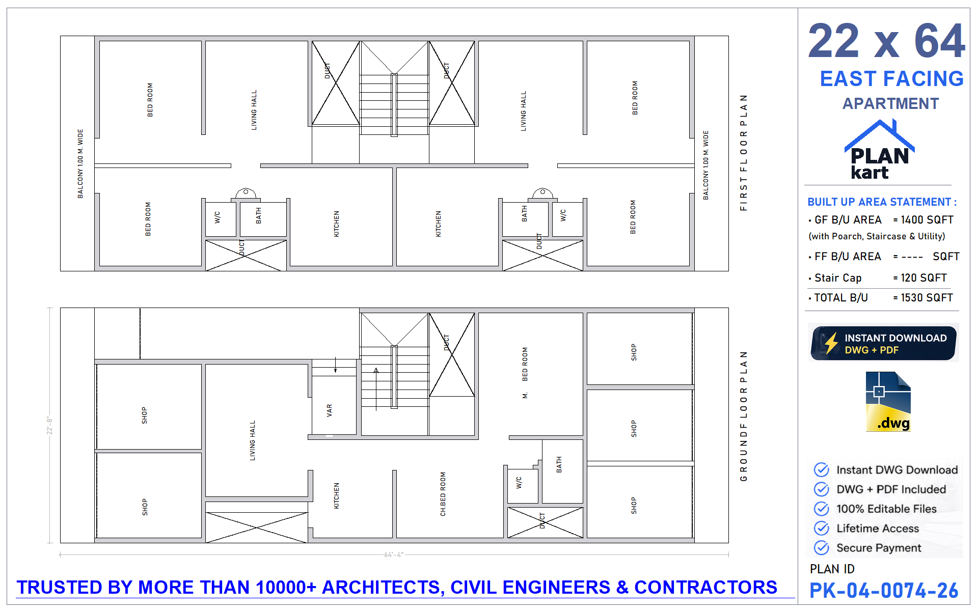 22 x 64 East Facing Apartment - view 1