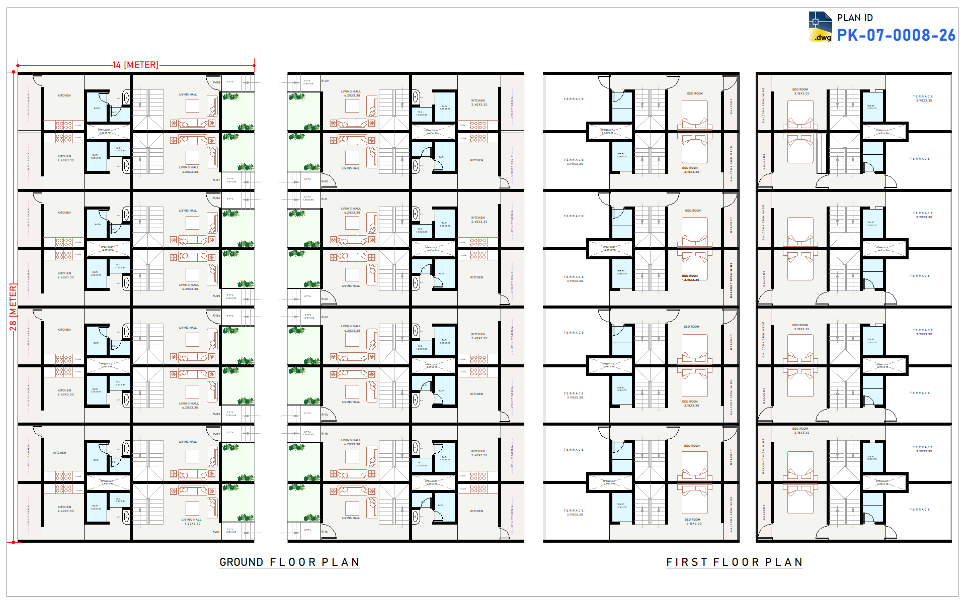 14x28 m Row bungalow (1 BHK )