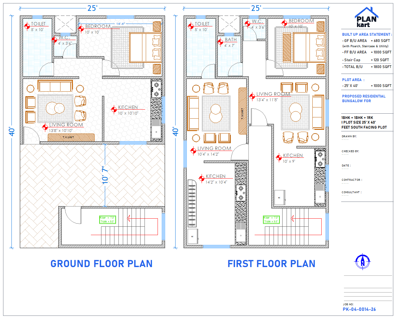1 BHK+ 1 BHK+1 RK I 25' x 40' ft South Facing (.dwg)