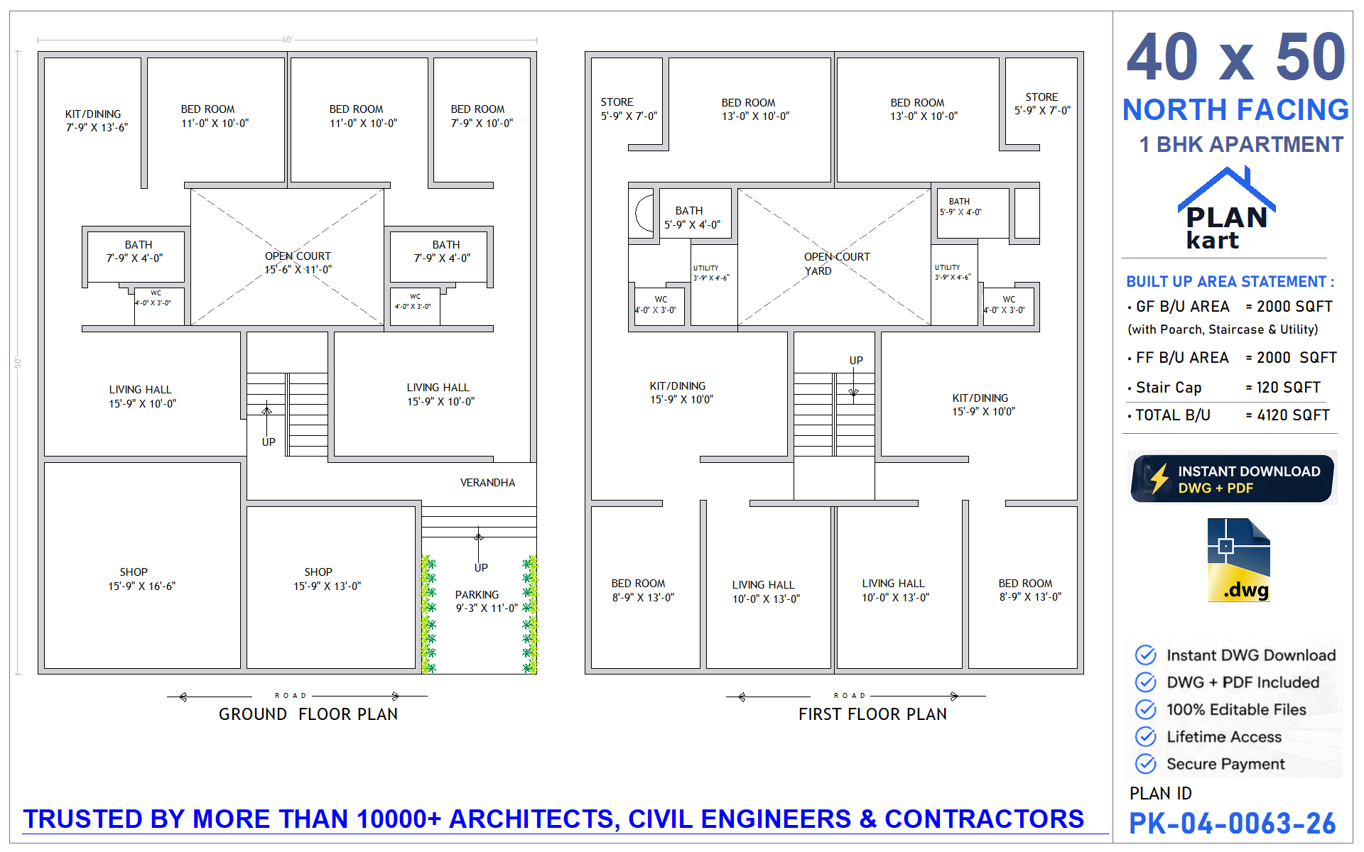 40 x 50 North Facing APARTMENT - view 1