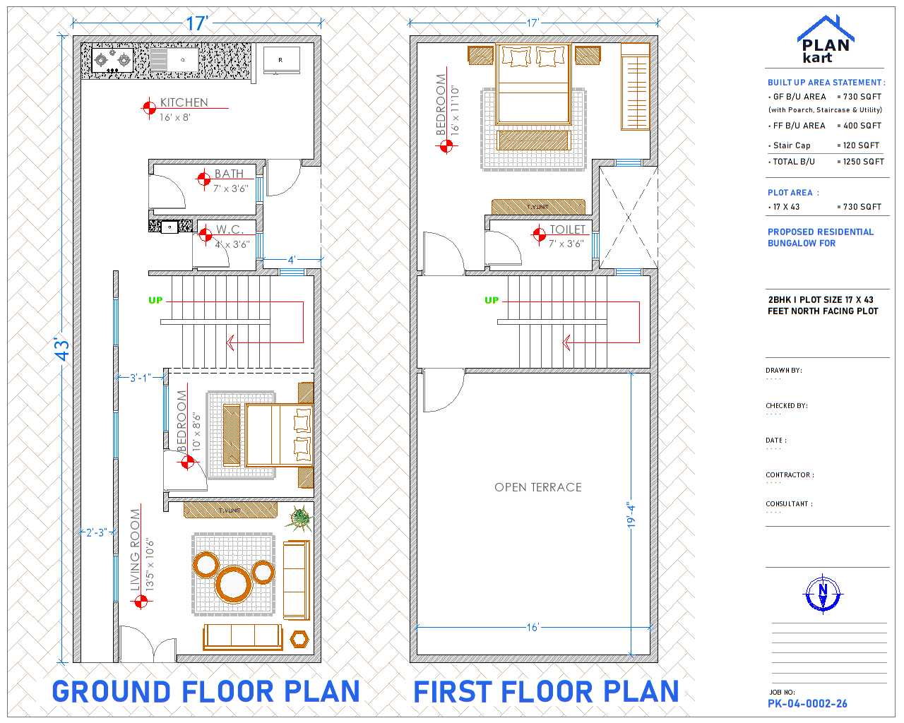 2 BHK I 17 x 43 ft North Facing (.dwg)