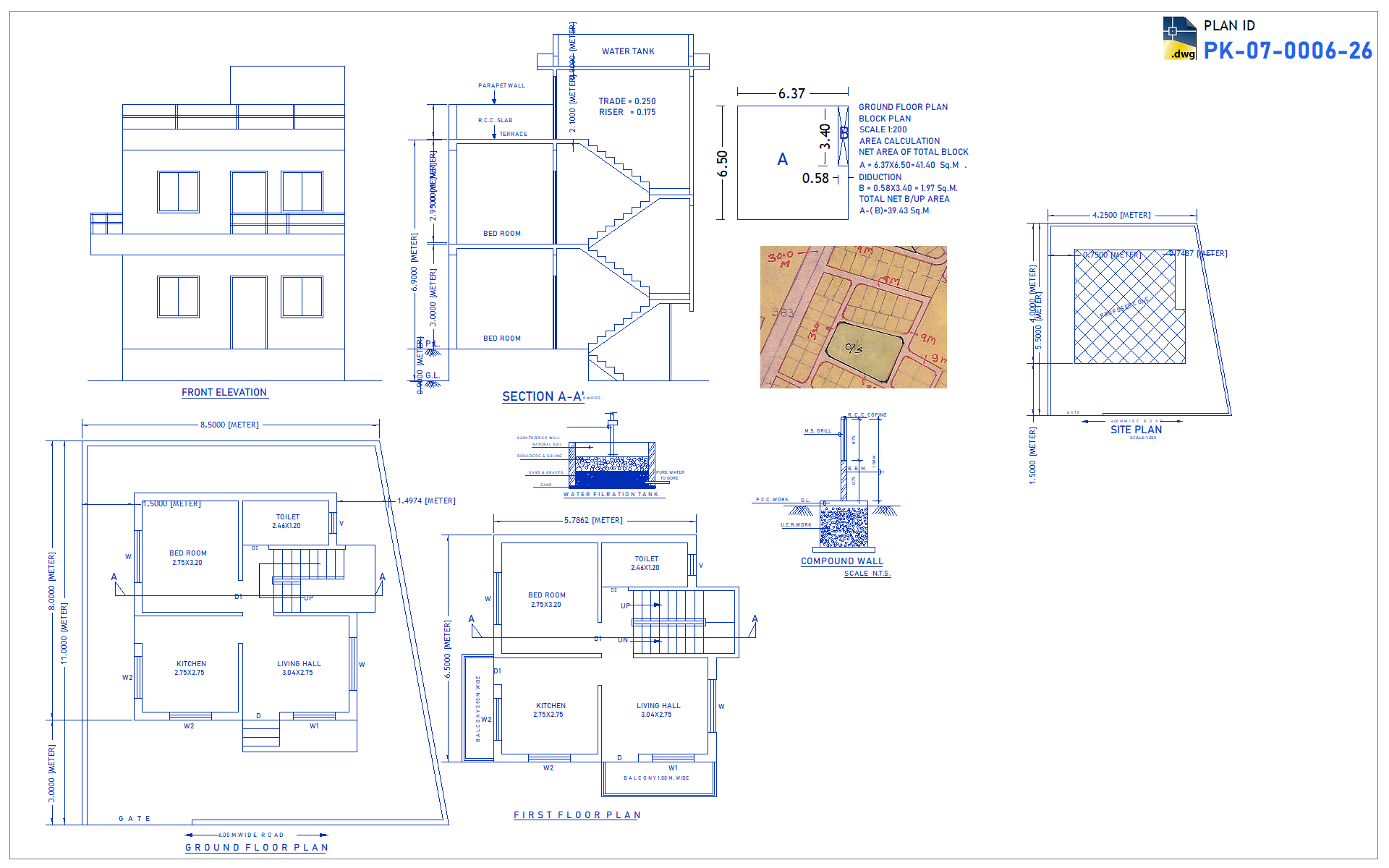 9x11 m House Plan (1 BHK + 2 BHK)