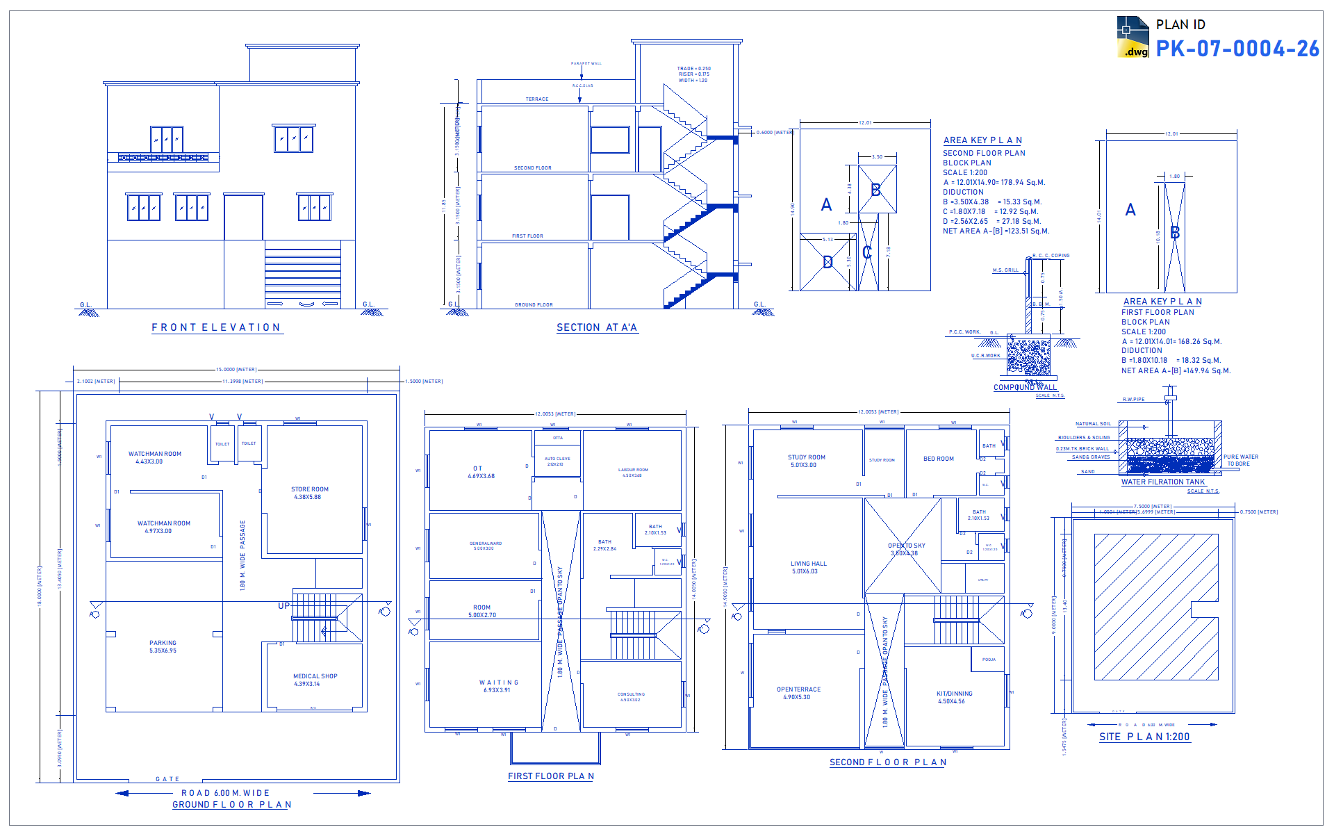 15x18 m Apartment Plan (1 BHK + 2 BHK)