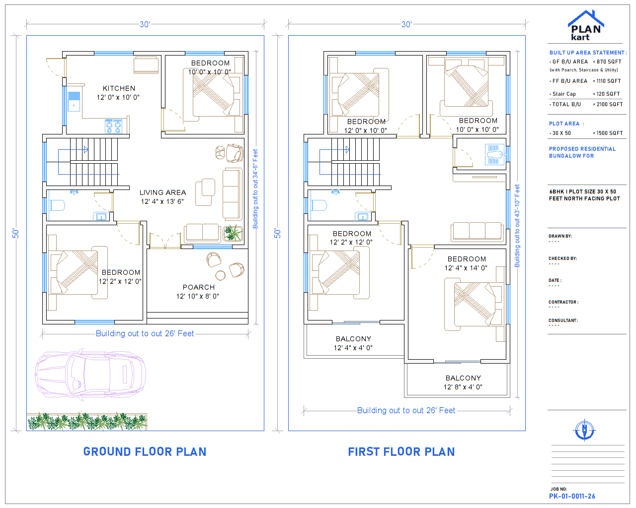 6 BHK I 30 x 50 ft North Facing (.dwg)