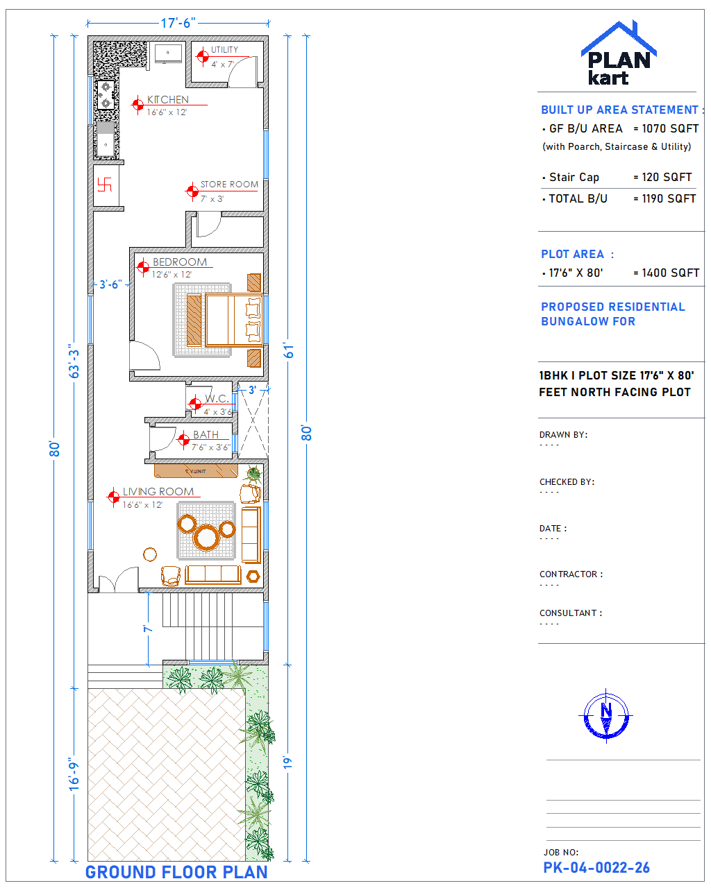 1 BHK I 17'6" x 80' ft North Facing (.dwg)