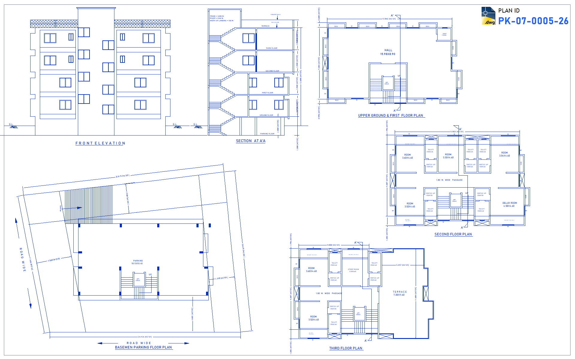 25x20 m Apartment Plan (1 BHK + 2 BHK)