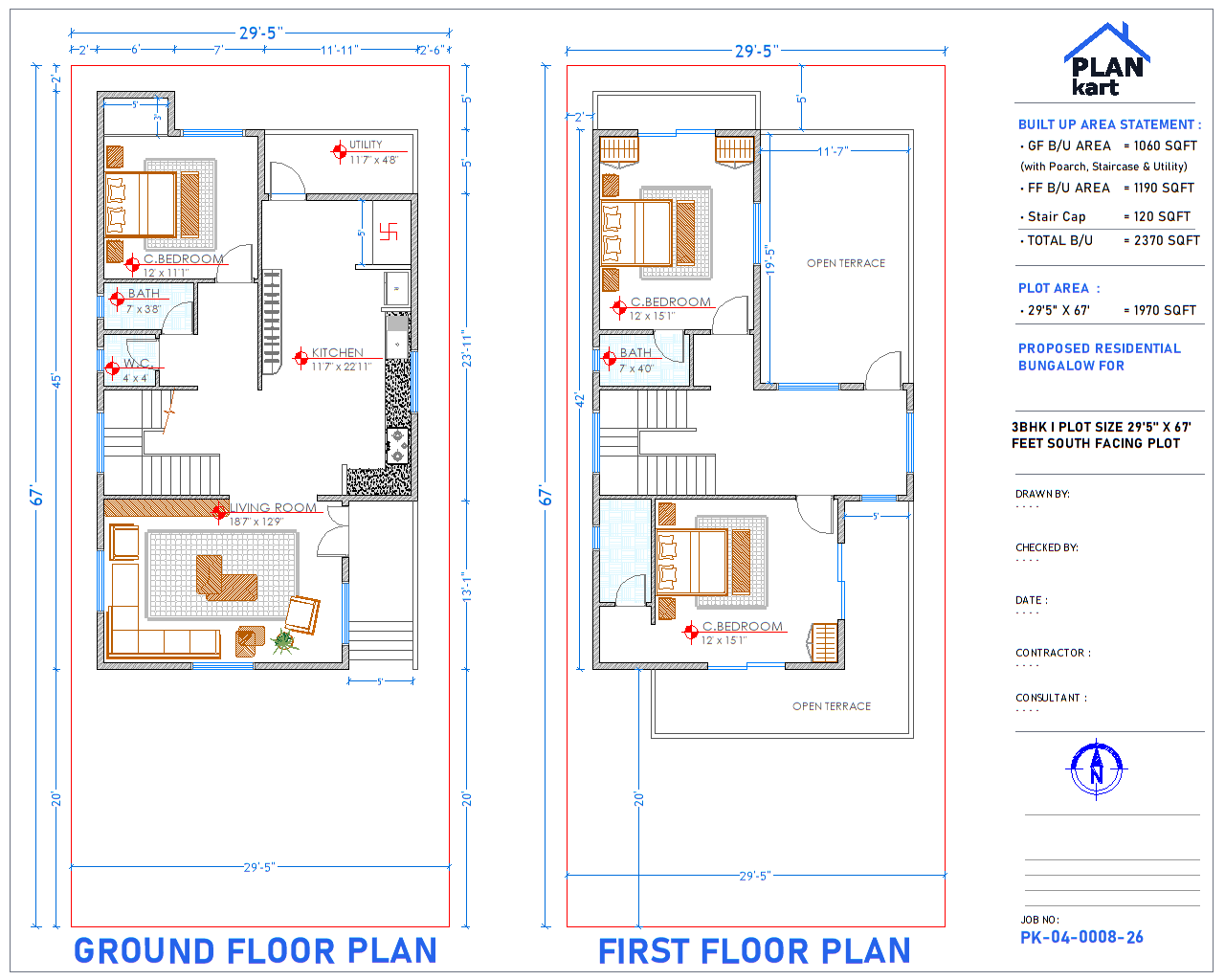 3 BHK I 29'5" x 67' ft South Facing (.dwg)