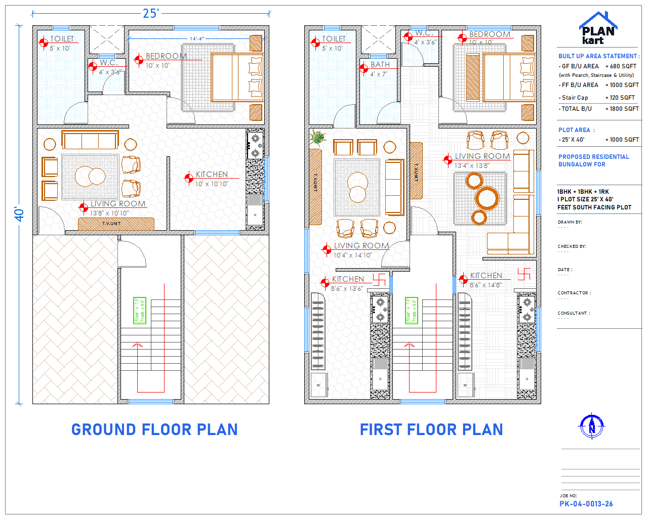 1 BHK+ 1 BHK+1 RK I 25' x 40' ft South Facing (.dwg)